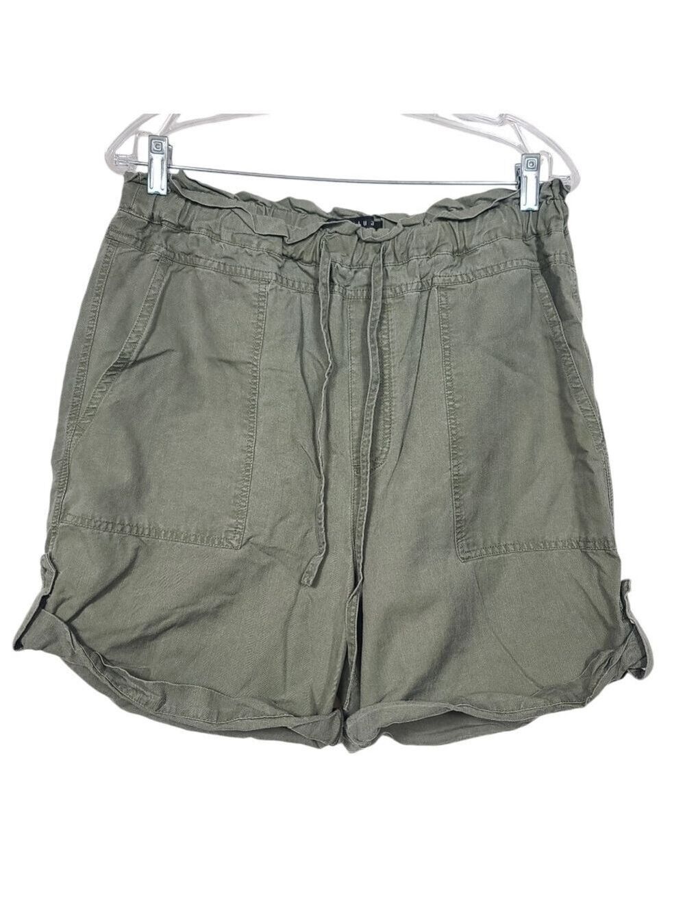 Sanctuary Paperbag Drawstrings Khaki Green Shorts L
